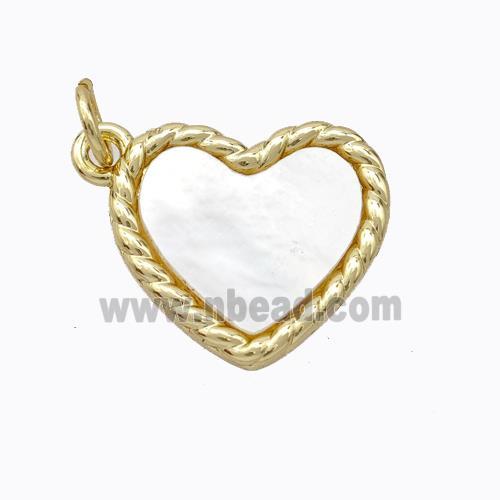 Copper Heart Pendant Pave Shell Gold Plated