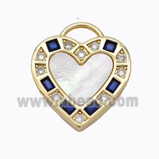 Copper Heart Pendant Pave Shell Zirconia Gold Plated