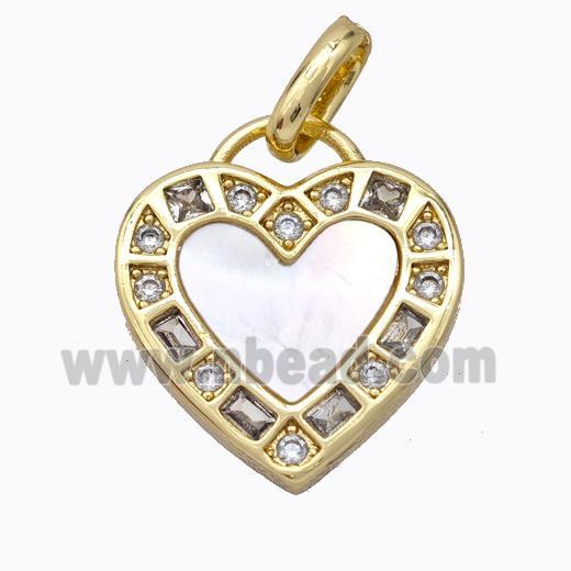 Copper Heart Pendant Pave Shell Zirconia Gold Plated