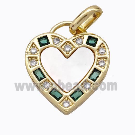 Copper Heart Pendant Pave Shell Zirconia Gold Plated