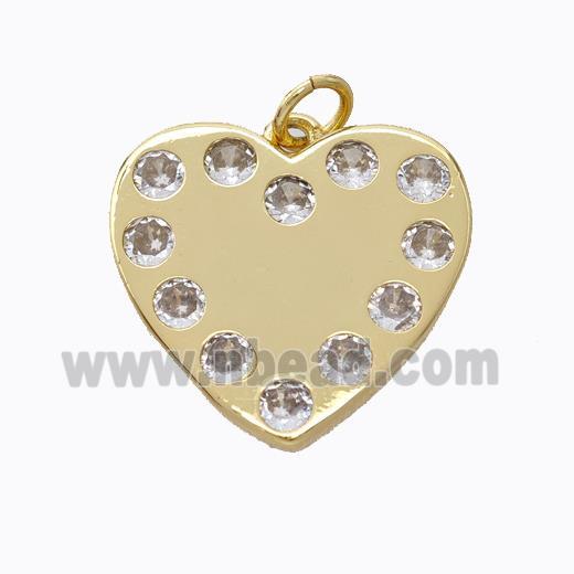 Copper Heart Pendant Micropave Zirconia Gold Plated