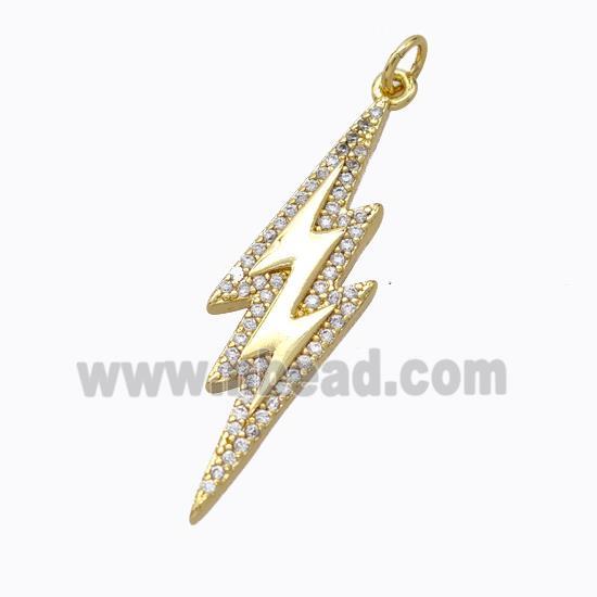 Copper Lightning Pendant Micropave Zirconia Gold Plated