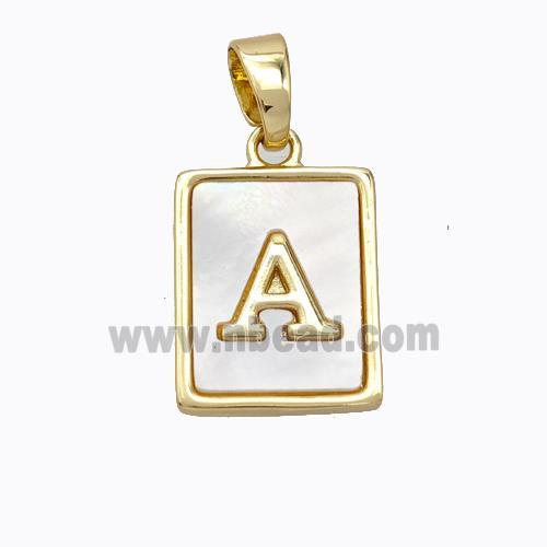 Copper Letter-A Pendant Pave Shell Gold Plated