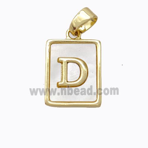 Copper Letter-D Pendant Pave Shell Gold Plated