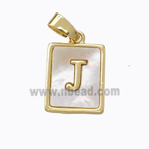 Copper Letter-J Pendant Pave Shell Gold Plated