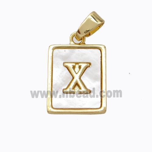 Copper Letter-X Pendant Pave Shell Gold Plated