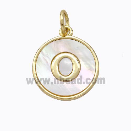 Copper Letter-O Pendant Pave Shell Gold Plated