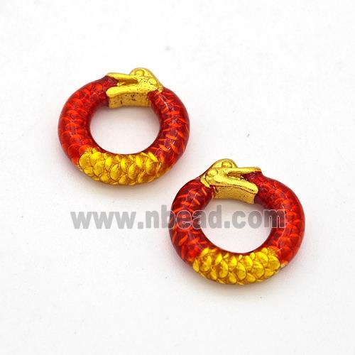 Copper Circle Connector Red Painted Gold Plated