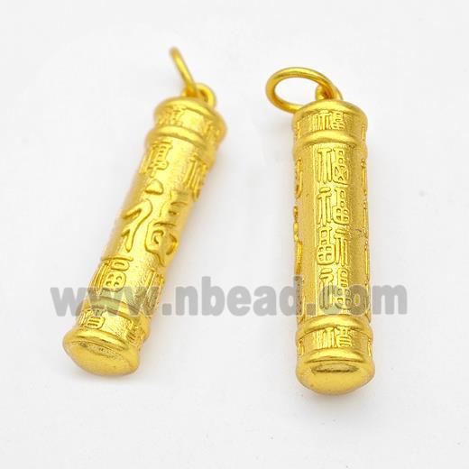 Copper Stick Pendant Chinese Lucky Fu Gold Plated