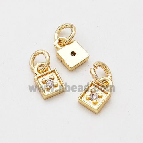 Copper Square Pendant Pave Zirconia Gold Plated