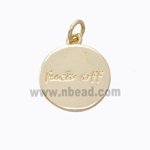 Copper Coin Pendant Fuck Off Gold Plated