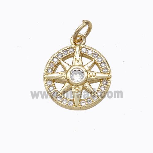 Copper Star Pendant Pave Zirconia Gold Plated