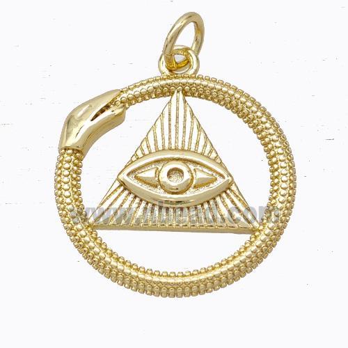 Copper Triangle Eye Pendant Pave Zirconia Snake Gold Plated