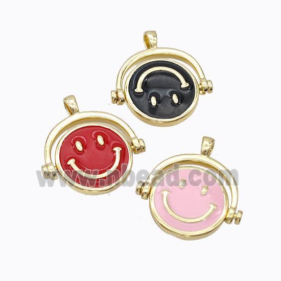 Copper Emoji Pendant Enamel Smile Face Gold Plated Mixed