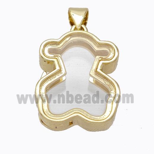 Copper Bear Locket Pendant Gold Plated