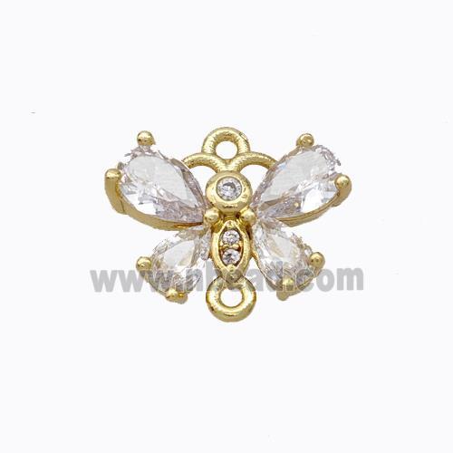 Copper Butterfly Connector Pave Zirconia Gold Plated