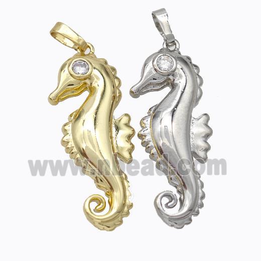 Copper Seahorse Pendant Pave Zirconia Mixed