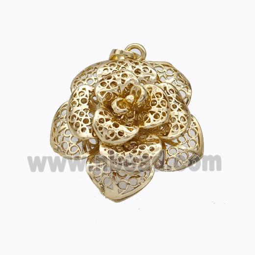 Copper Rose Flower Pendant Gold Plated