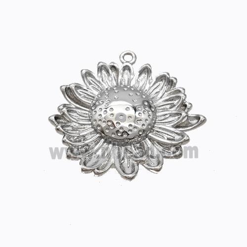 Copper Sunflower Pendant Platinum Plated