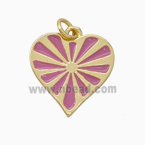 Copper Heart Pendant Pink Enamel Gold Plated