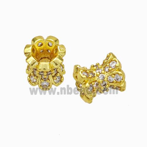 Copper Beadcaps Beads Micropave Zirconia Gold Plated