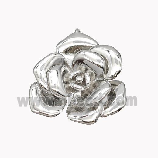 Copper Rose Flower Pendant Platinum Plated