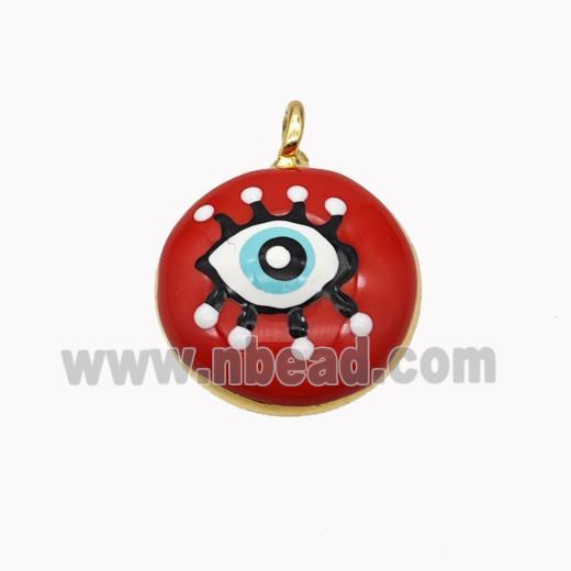 Copper Eye Pendant Red Enamel Gold Plated