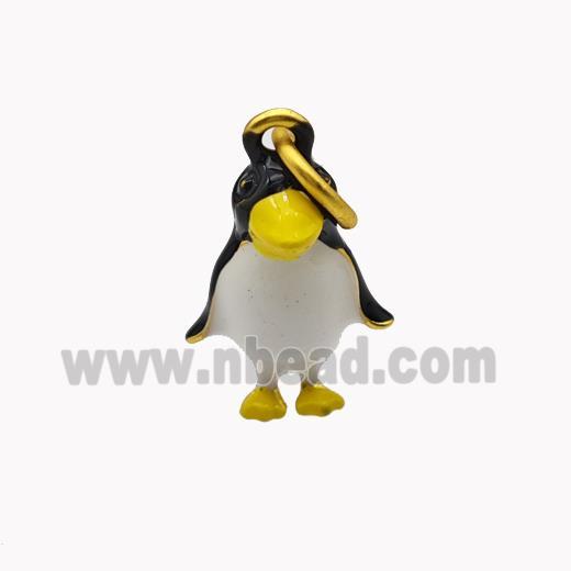 Copper Penguin Pendant Enamel Gold Plated