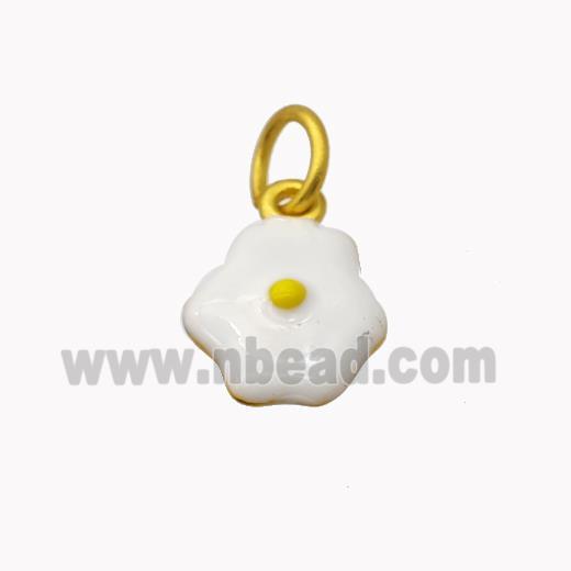 Fired Egg Charms Copper Pendant White Enamel Gold Plated