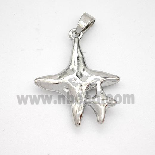 Copper Star Pendant Hammered Platinum Plated