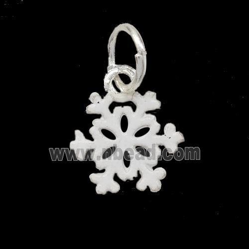 Copper Snowflake Pendant White Painted Platinum Plated