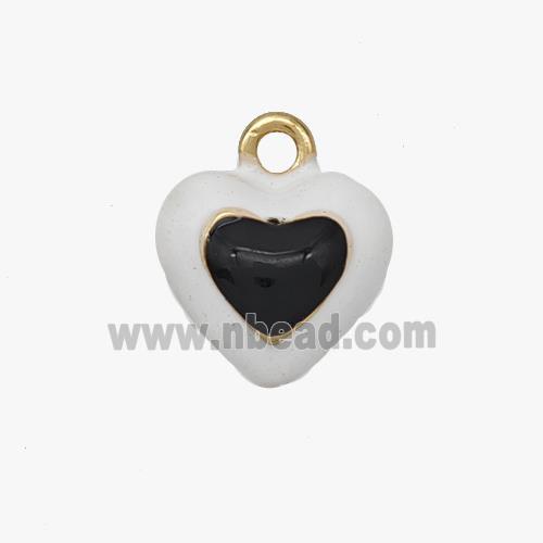 Copper Heart Pendant White Black Enamel Gold Plated