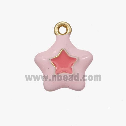 Copper Star Pendant White Pink Enamel Gold Plated