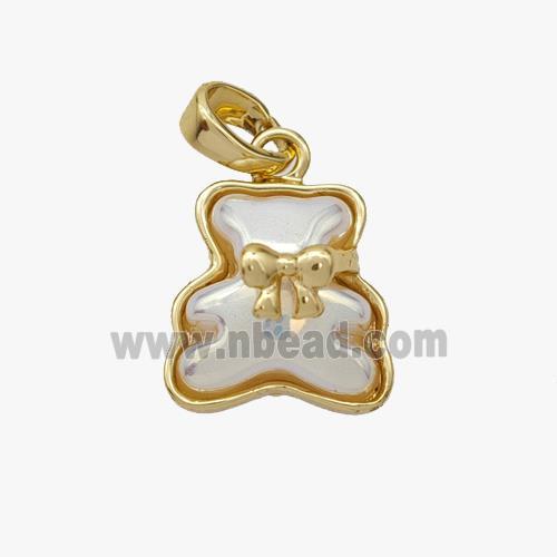 Copper Bear Pendant Pave Acrylic Gold Plated