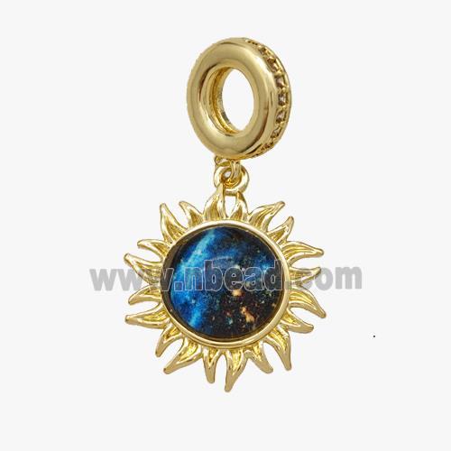 Copper Sun Pendant Pave Acrylic Gold Plated