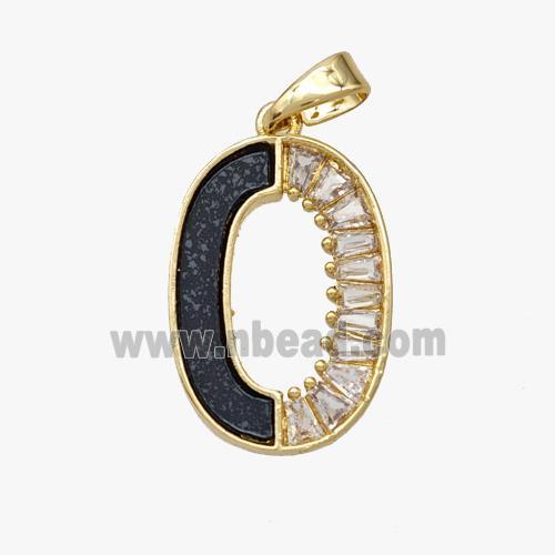 Copper Oval Pendant Pave Shell Zirconia Gold Plated