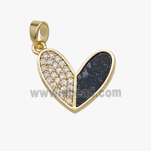 Copper Heart Pendant Pave Shell Zirconia Gold Plated