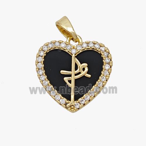 Copper Heart Pendant Pave Shell Zirconia Gold Plated