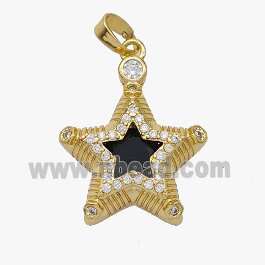 Copper Star Pendant Pave Crystal Glass Zirconia Gold Plated