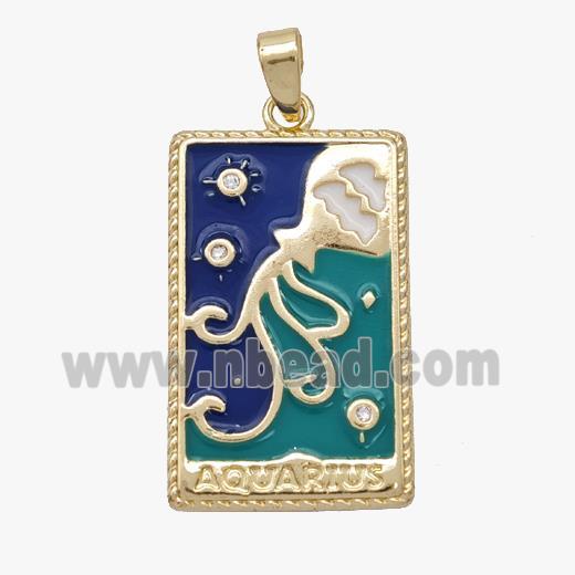 Copper Tarot Card Enamel Aquarius Gold Plated