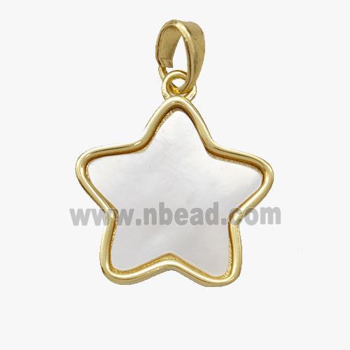 Copper Star Pendant Pave Shell Gold Plated