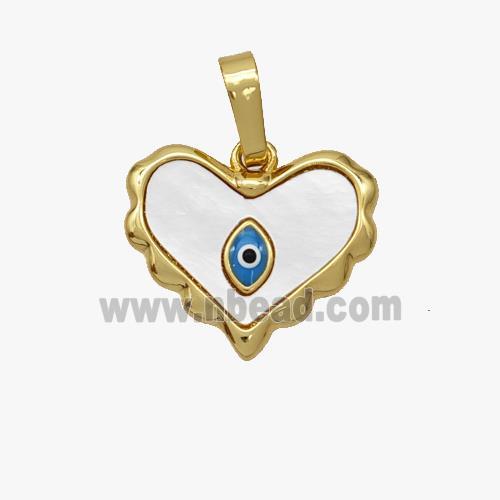 Copper Heart Eye Pendant Pave Shell Gold Plated