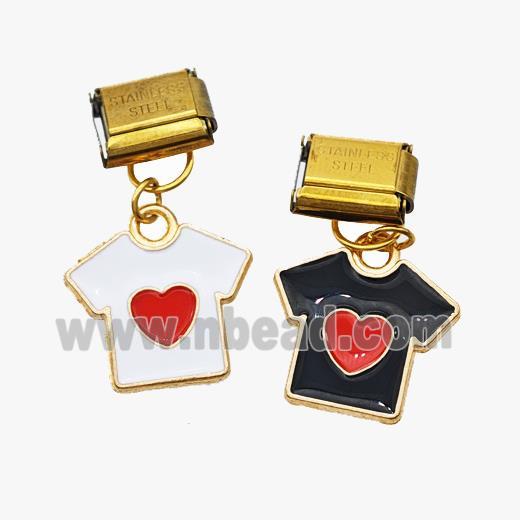 Stainless Steel Element For Module Bracelet With Copper T-Shirt Pendant Enamel Gold Plated Mixed