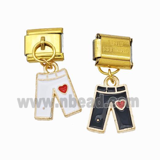 Stainless Steel Element For Module Bracelet With Copper Pants Pendant Enamel Gold Plated Mixed