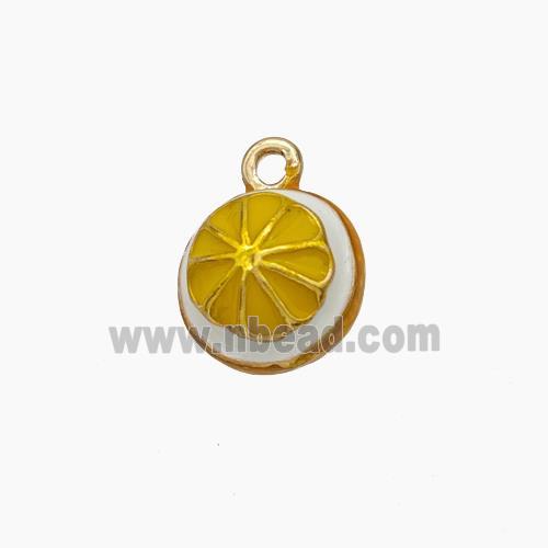 Copper Lemon Charms Pendant Yellow Enamel Gold Plated