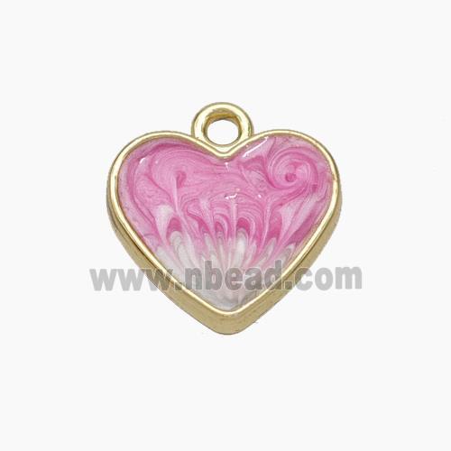 Copper Heart Pendant Pink Painted Gold Plated