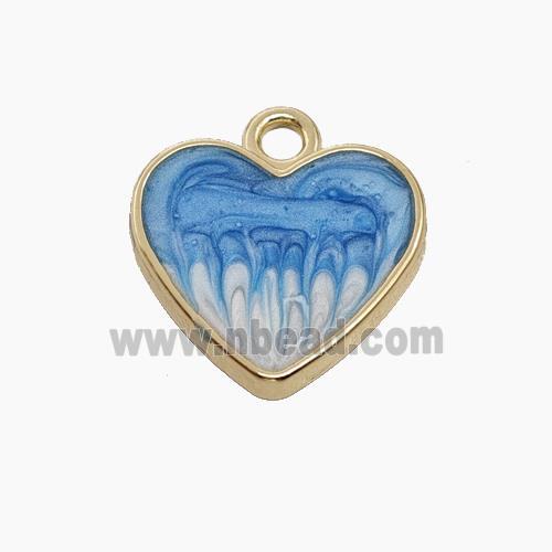 Copper Heart Pendant Blue Painted Gold Plated