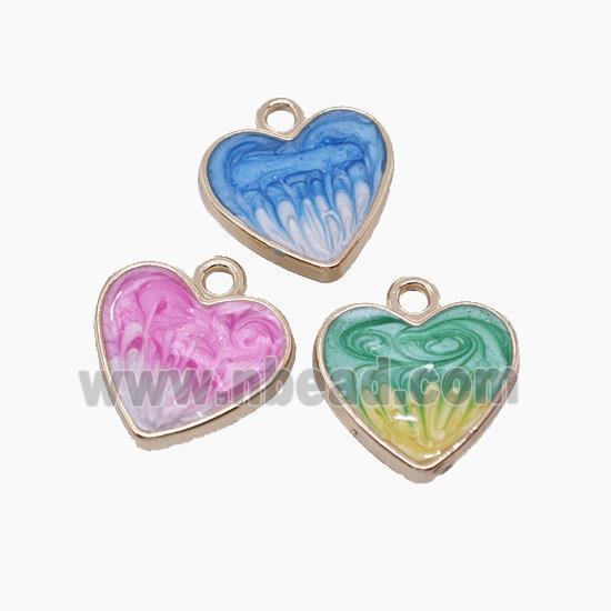 Copper Heart Pendant Painted Gold Plated Mix Color