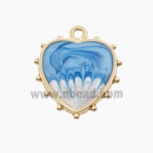 Copper Heart Pendant Blue Painted Gold Plated