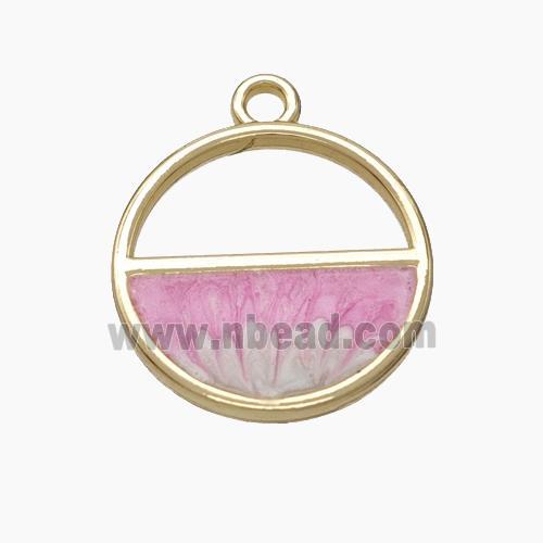 Copper Sun Pendant Pink Painted Gold Plated